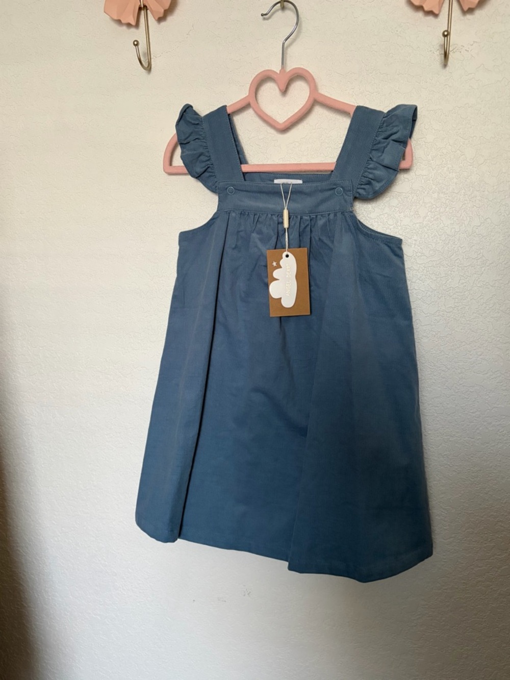 Angel Dear Dusty Blue Ruffle Strap Casual Dress for Girls